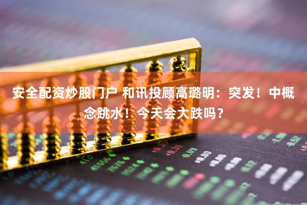 安全配资炒股门户 和讯投顾高璐明：突发！中概念跳水！今天会大跌吗？